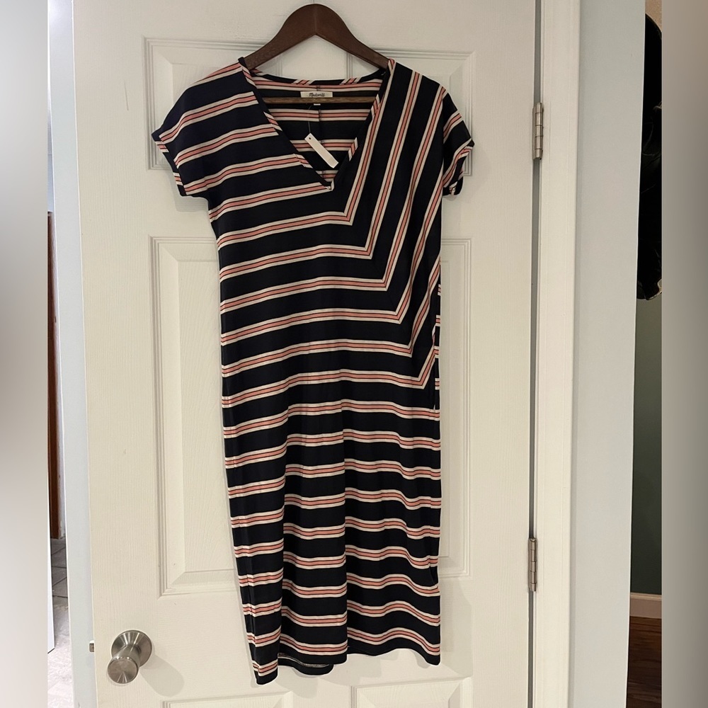 MADEWELL NWT navy striped jersey dress